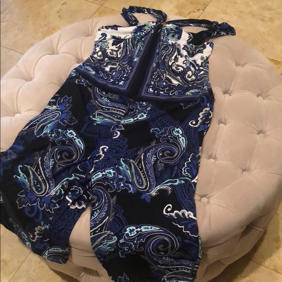 Cache Other - Cache Blue & White Romper